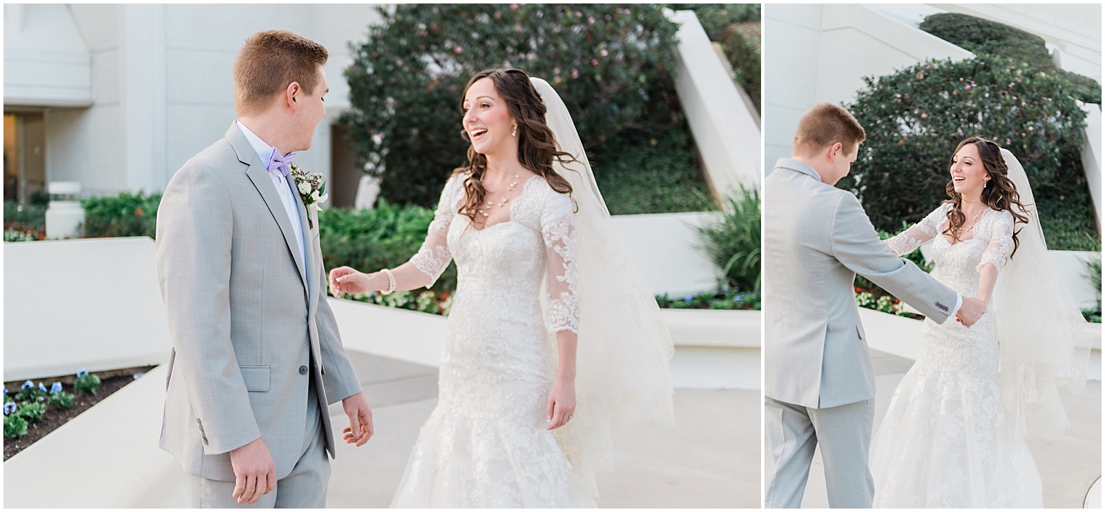 First look at bridal session at the San Diego Temple_Photography by Mollie Jane Photography. To see more go to: ww.molliejanephotography.com