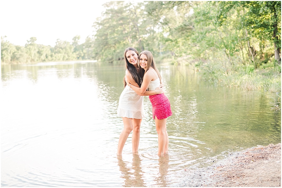 Houston best friend senior session by a lake in Cypress, Texas