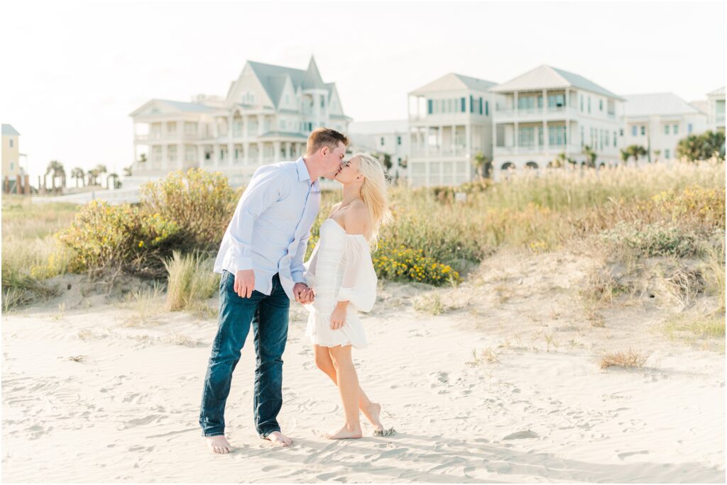 White engagement session dress on Jacksonville Beach