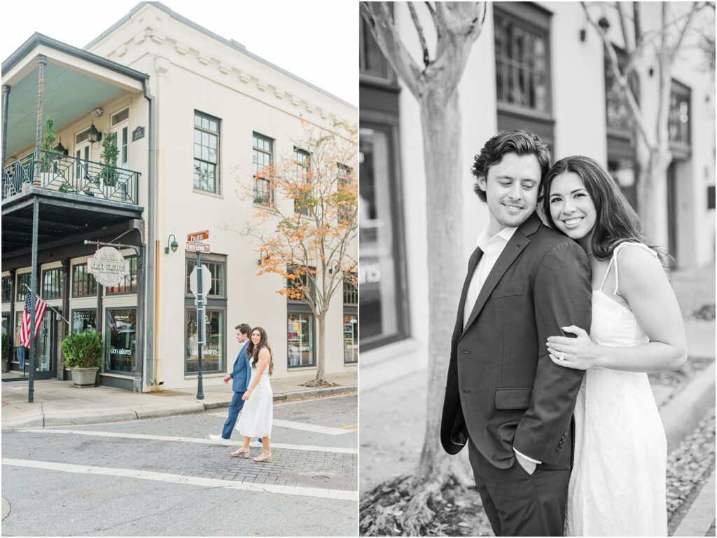 Downtown pensacola engagement session in the fall