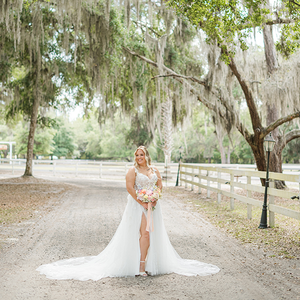 Oak tree ceremony location at Chandler Oaks Wedding Venue