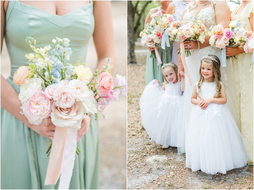 Flower girls with the bridesmaids at Chandler Oaks Wedding Venue