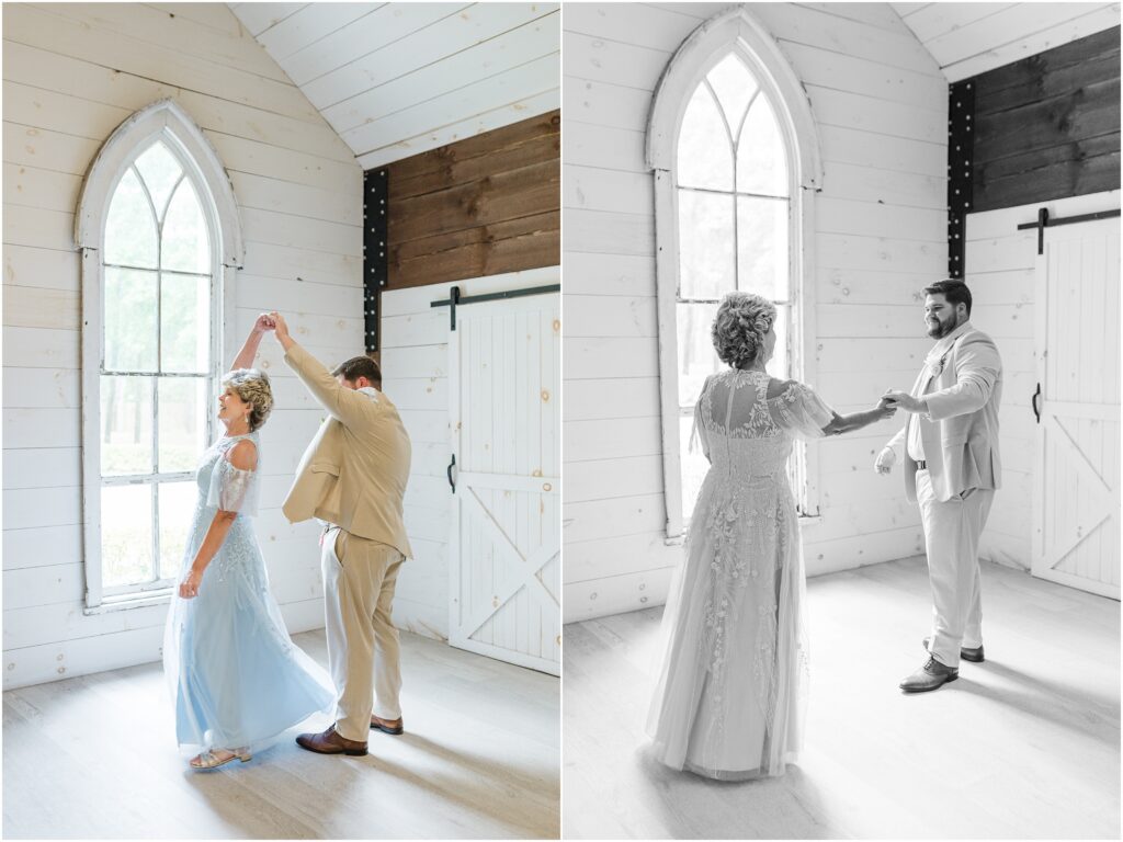 Mom and Son first look before the ceremony at Chandler Oaks Barn in St. Augustine