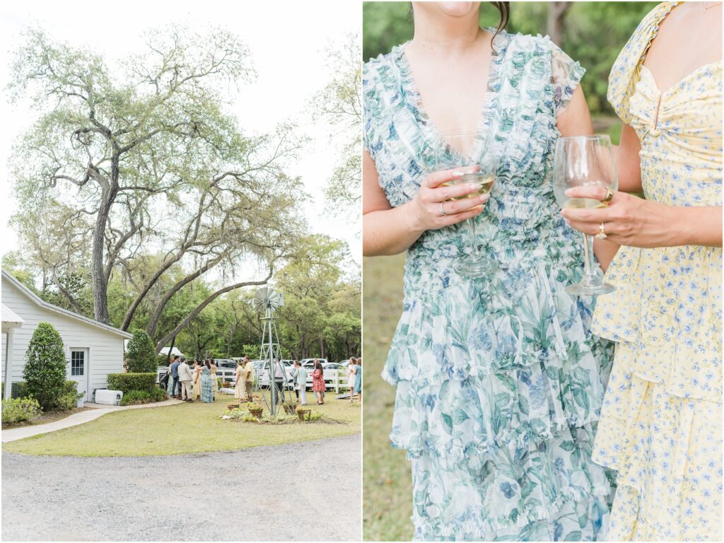Outdoor cocktail hour at Chandler Oaks Wedding Venue