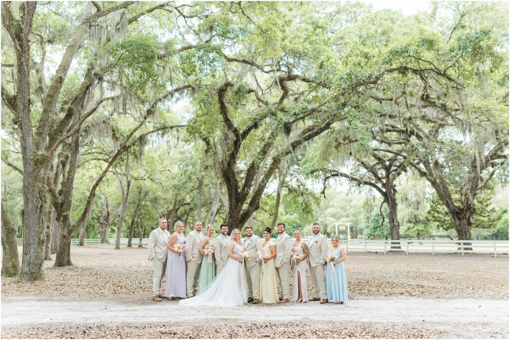Wedding party portraits at Chandler Oaks Wedding Venue in Florida