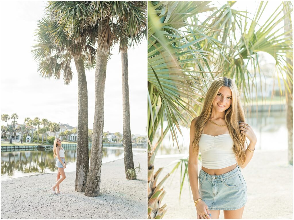 Jacksonville senior session in the Florida palm trees