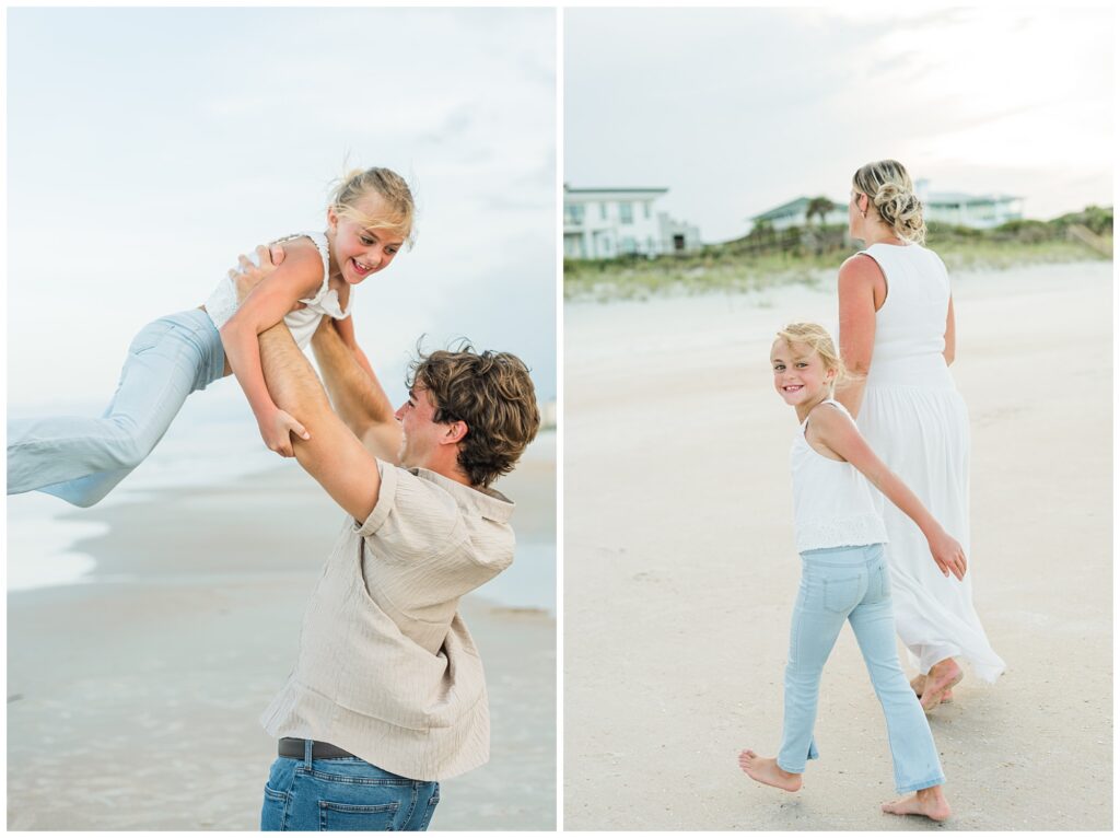 Little girl having fun with family at a St. Augustine family session