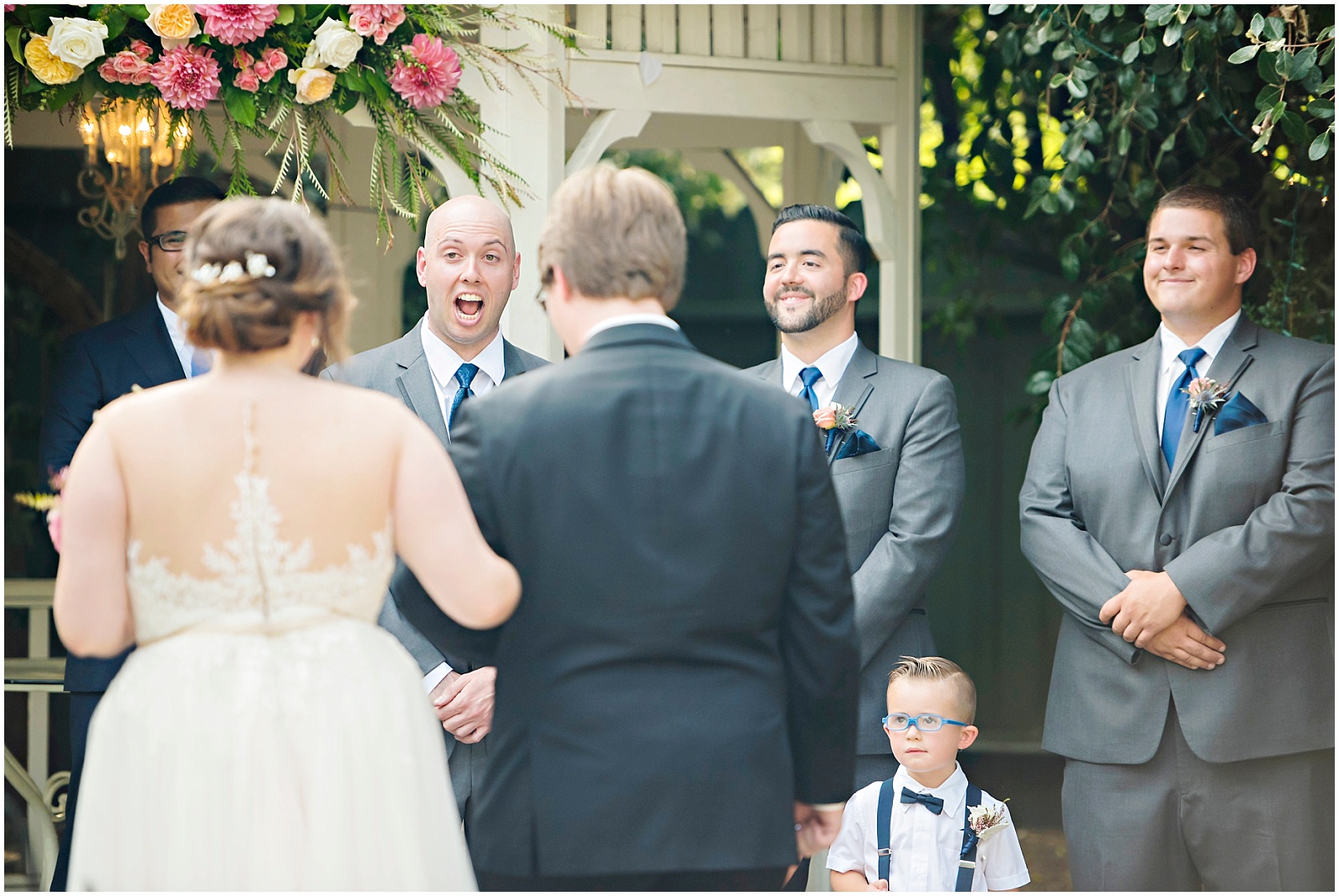 Groom's reaction during wedding ceremony at Christmas House_Photography by Mollie Jane Photography. To see more go to: ww.molliejanephotography.com