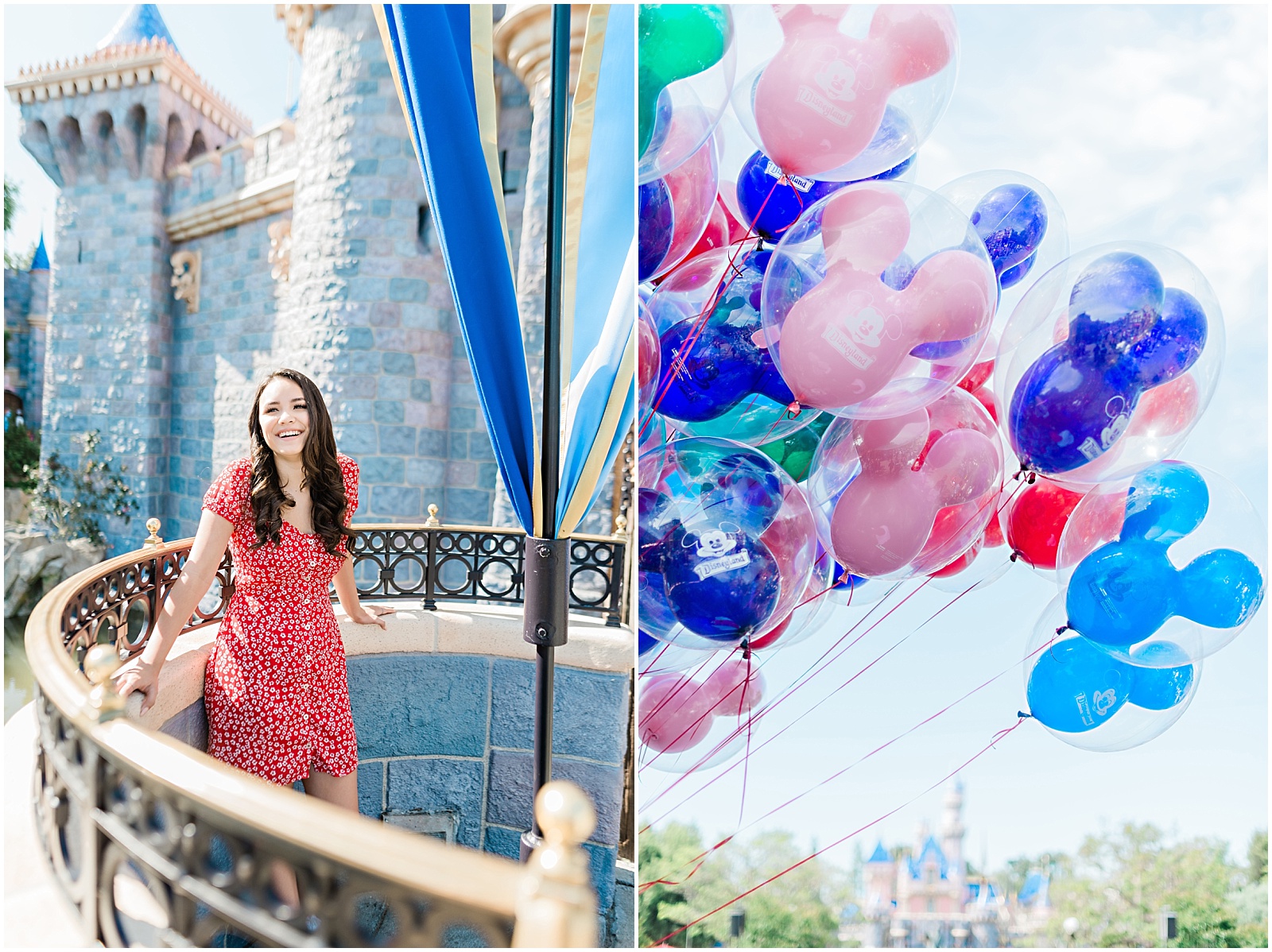 Disneyland Castle Senior Session.  Images by Mollie Jane Photography. To see more go to www.molliejanephotography.com.