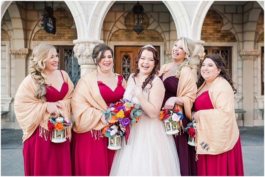 Disney World bridal party pictures in Epcot at the Italy Pavilion