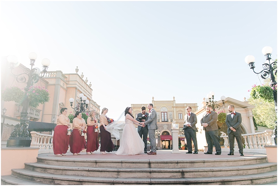 Disney World wedding ceremony in Epcot at the Italy Pavilion