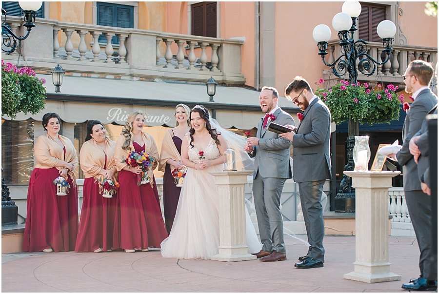 Disney World wedding ceremony in Epcot at the Italy Pavilion