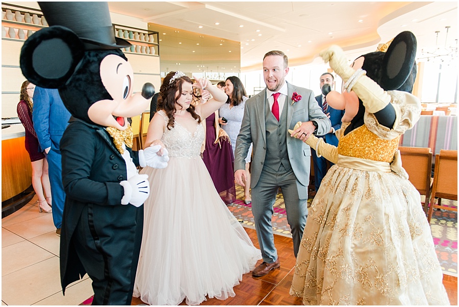 Mickey and Minnie at California Grill reception for Disney World Wedding