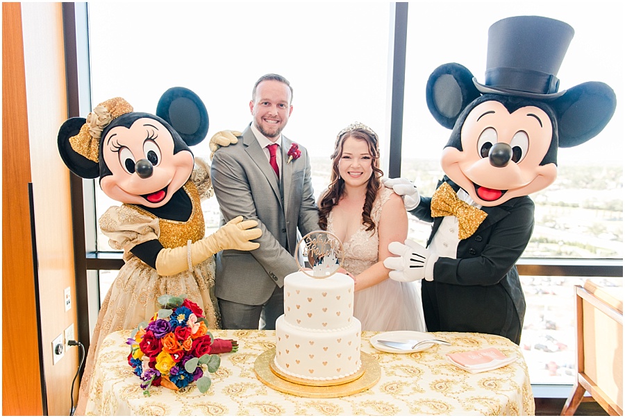 Mickey and Minnie at California Grill reception for Disney World Wedding