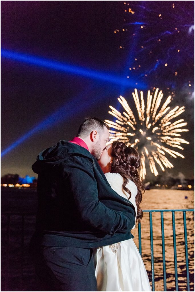 Firework Desert Party in the UK Pavilion at their Disney World Wedding