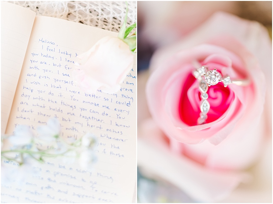 Wedding vows with light pink roses in Escondido