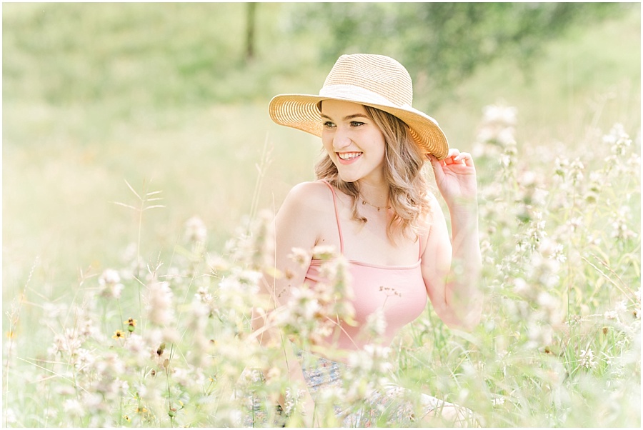 Houston senior session in the wildflowers on the Terry Hershey Trail