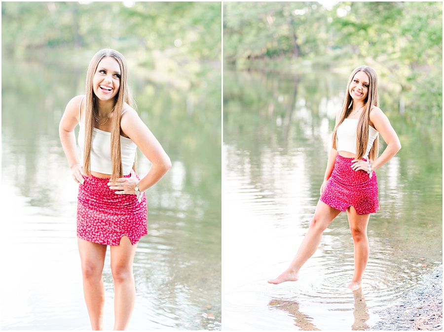 Houston Senior session by a lake in Cypress, Texas