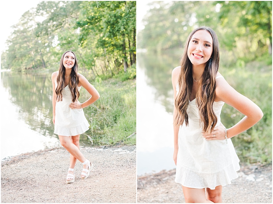 Houston Senior session by a lake in Cypress, Texas