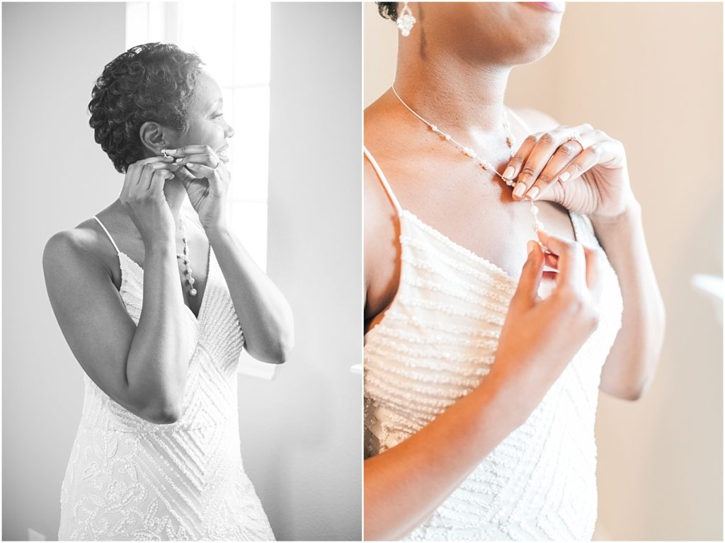 Bride getting ready for her Texas micro wedding