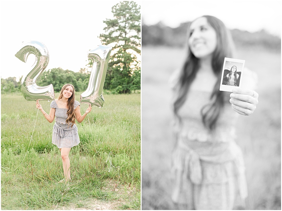 Houston high school senior session with mylar number balloons