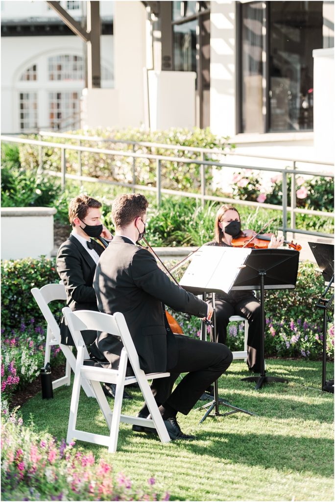 String quartet at a wedding ceremony at the Galvez Hotel