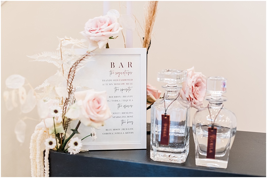 Bar details at The Spring Wedding Venue in Cypress Texas