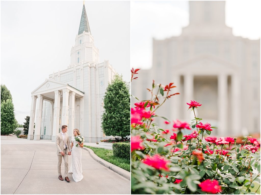 Houston Temple Wedding in the evening