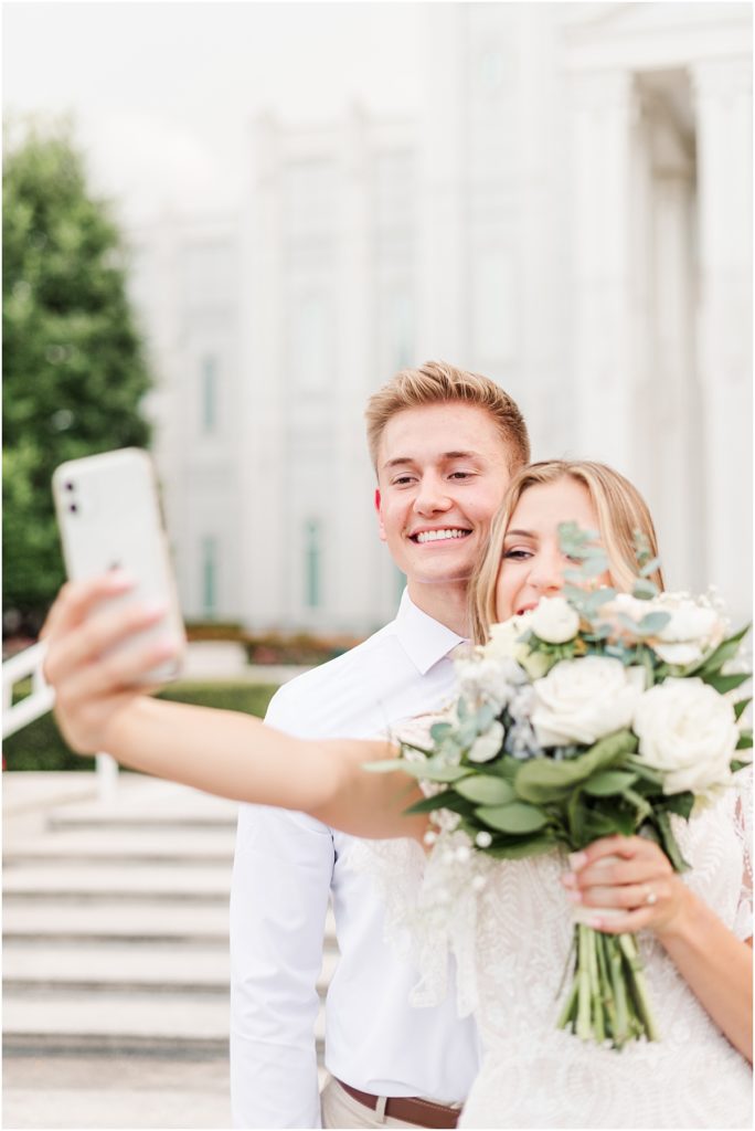 Houston Temple Wedding Selfie