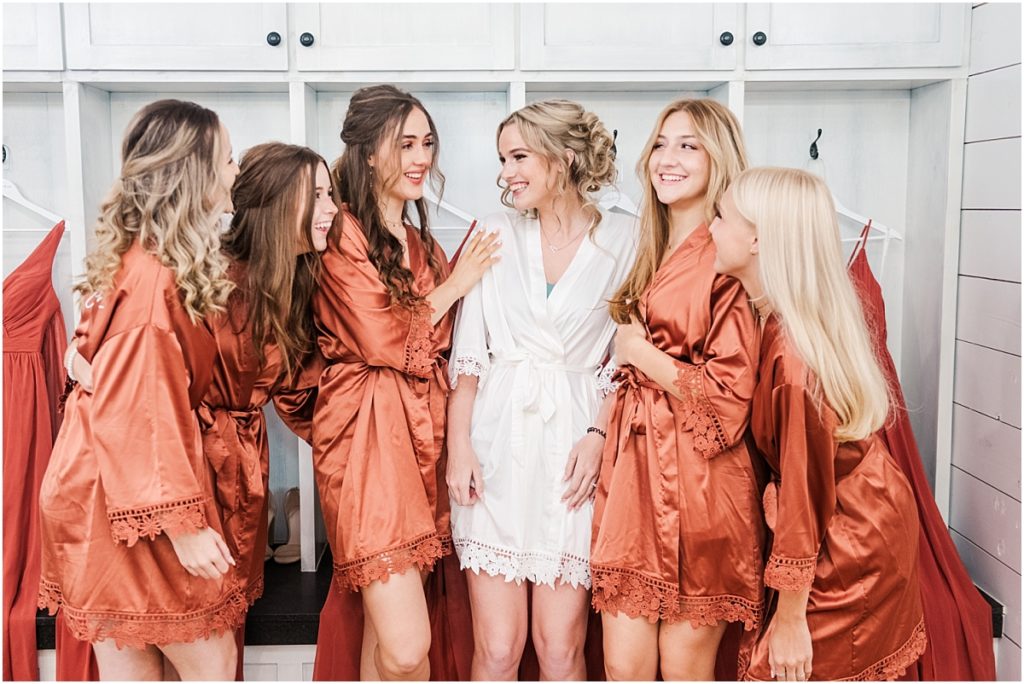 Bridesmaid robe pictures at The Spring Wallisville Wedding