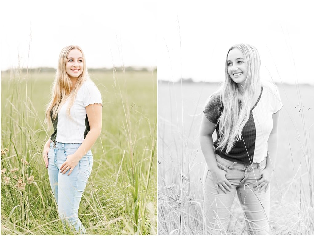 Houston Senior Session in a field