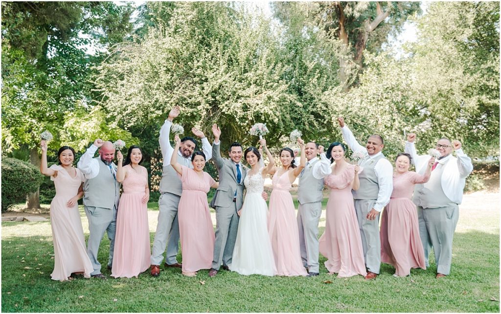 Bridal Party pictures at a green Southern California Park