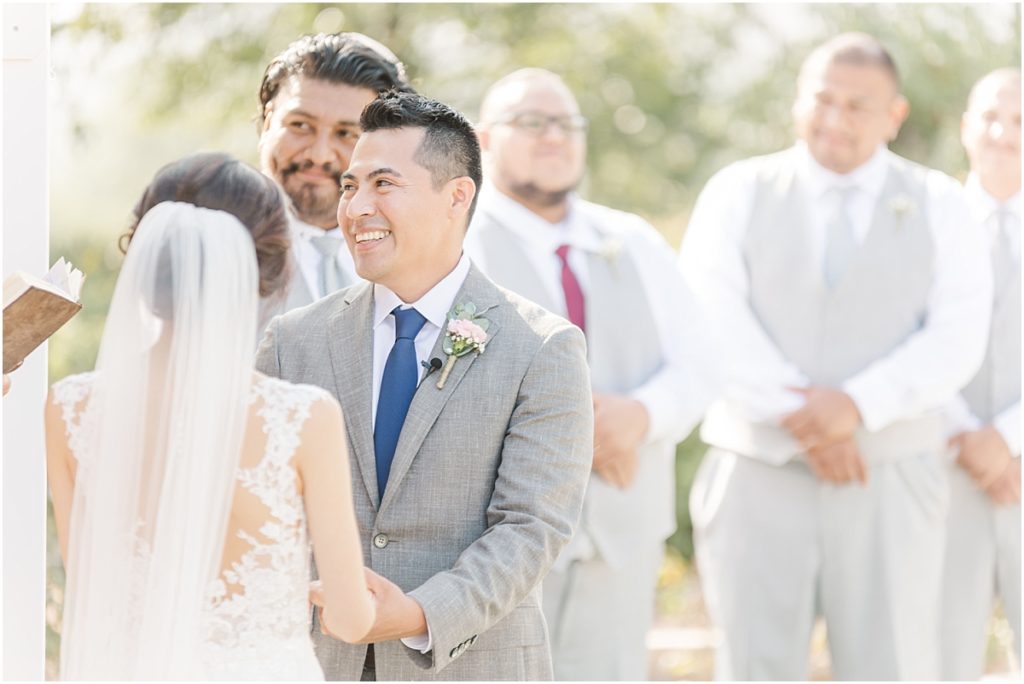 Southern California wedding ceremony with white gazebo