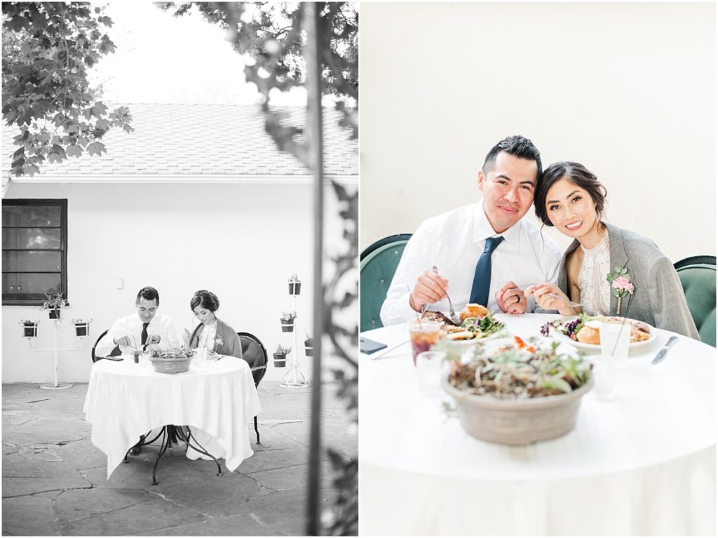 Southern California outdoor wedding reception with bride and groom's private dinner