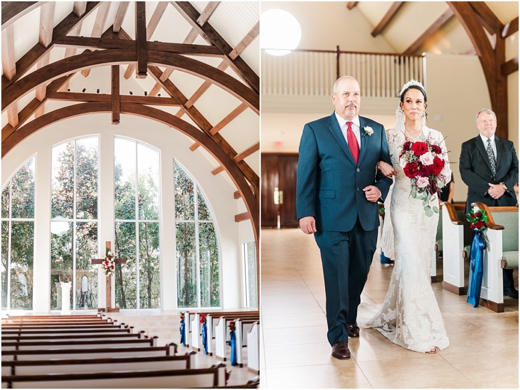 Wedding ceremony at Ashton Gardens West with red floral details