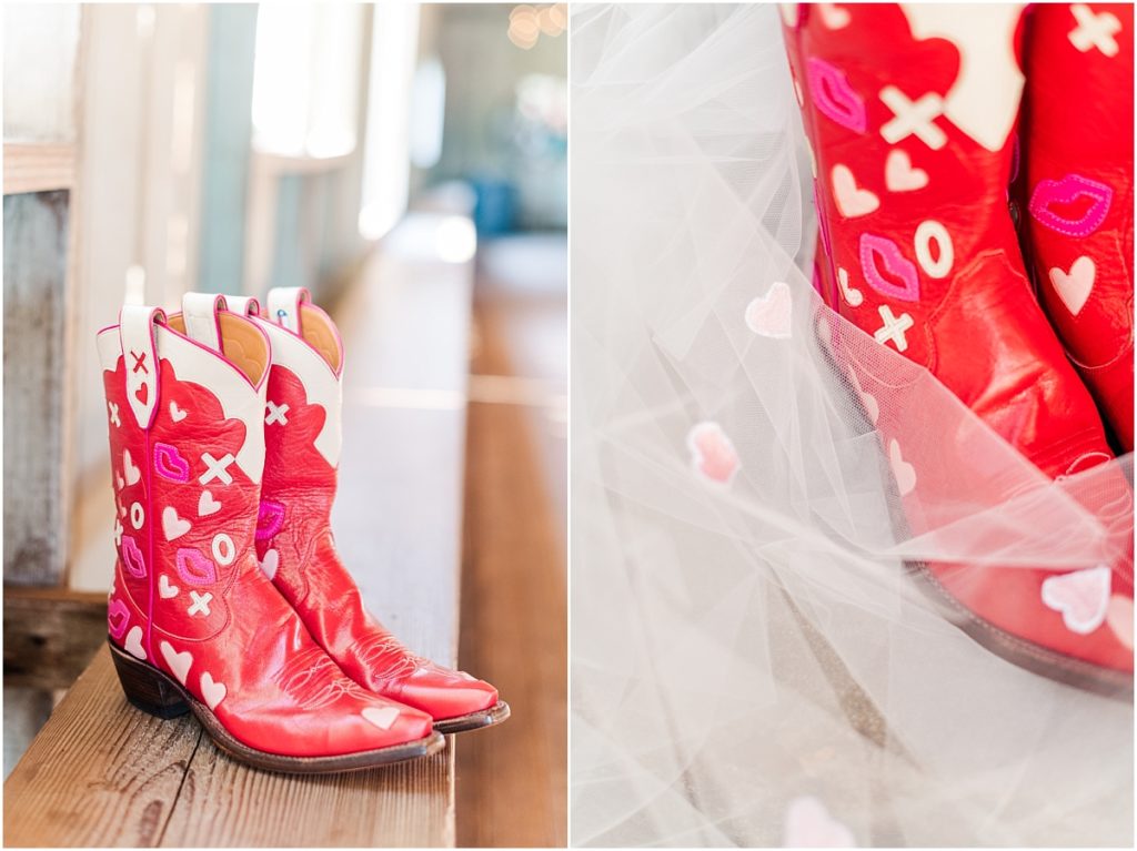 Red cowboy boots for wedding day