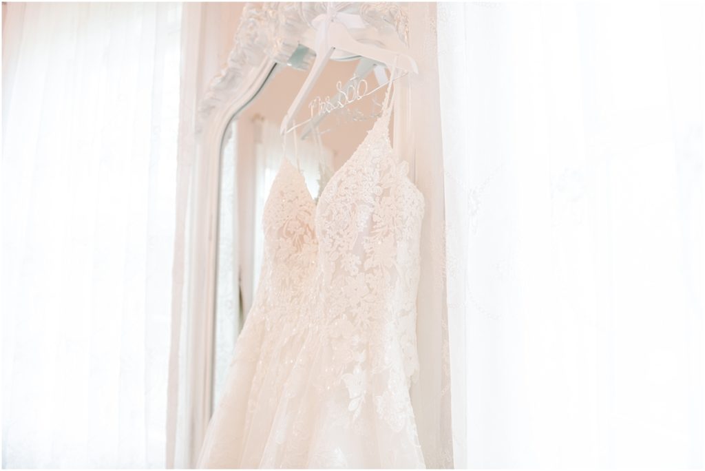 Wedding Dress hanging in the Bridal Suite at The Springs Cypress