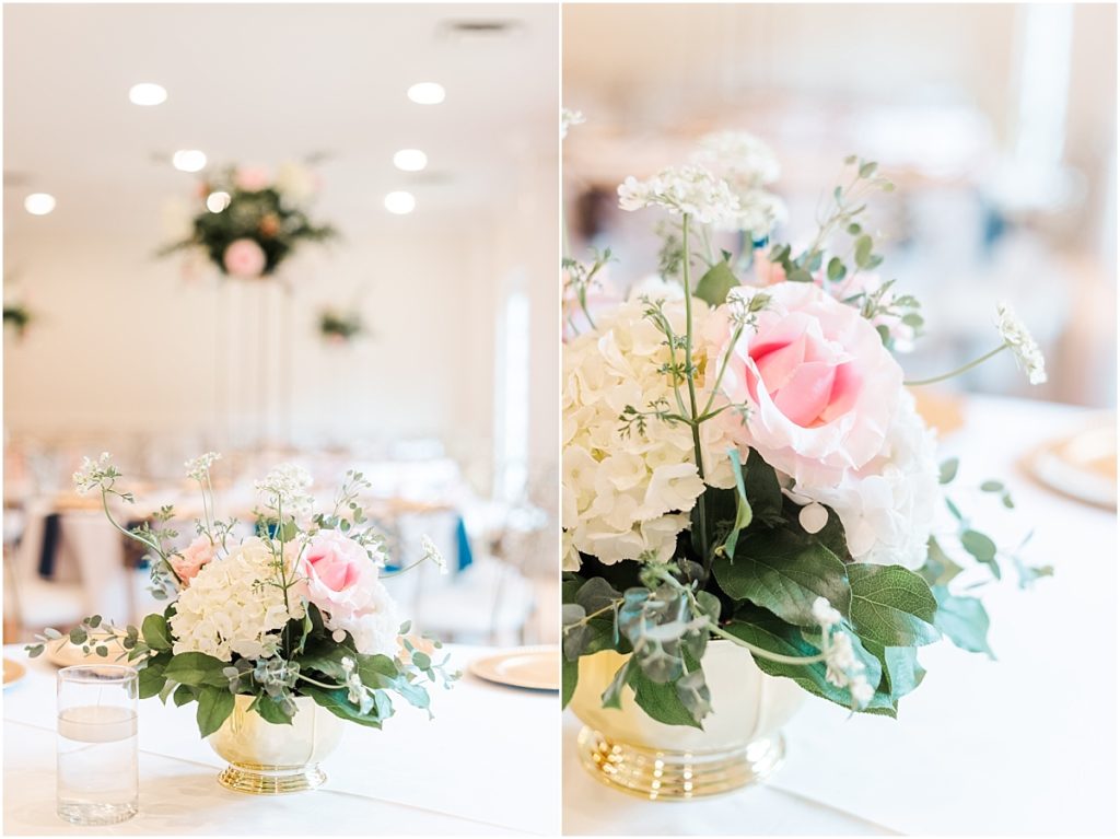 Pink and white floral centerpieces at The Springs Cypress