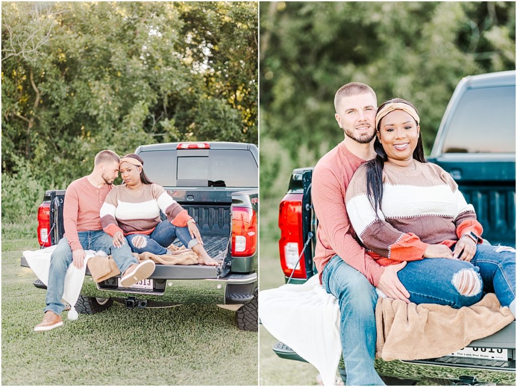 Engagement Session in a truck.