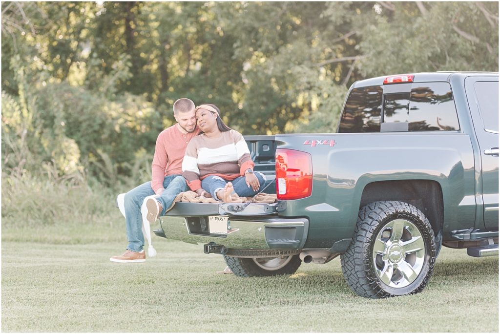 Engagement Session in a 4x4 pick-up truck