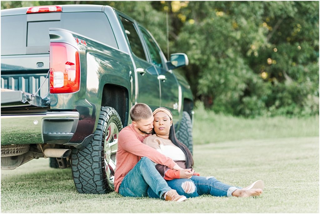 Engagement session with a Texas Chevy truck