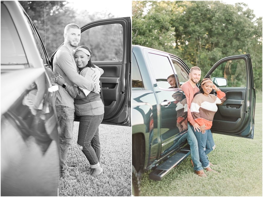 Pick-up truck engagement session in Texas