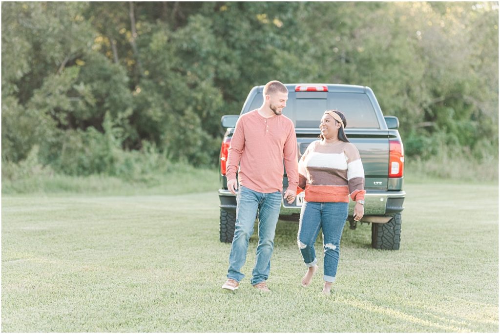 Engagement session with a Chevy truck