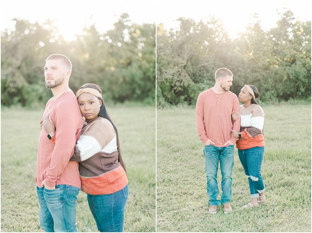 Fall engagement session in a Texas field