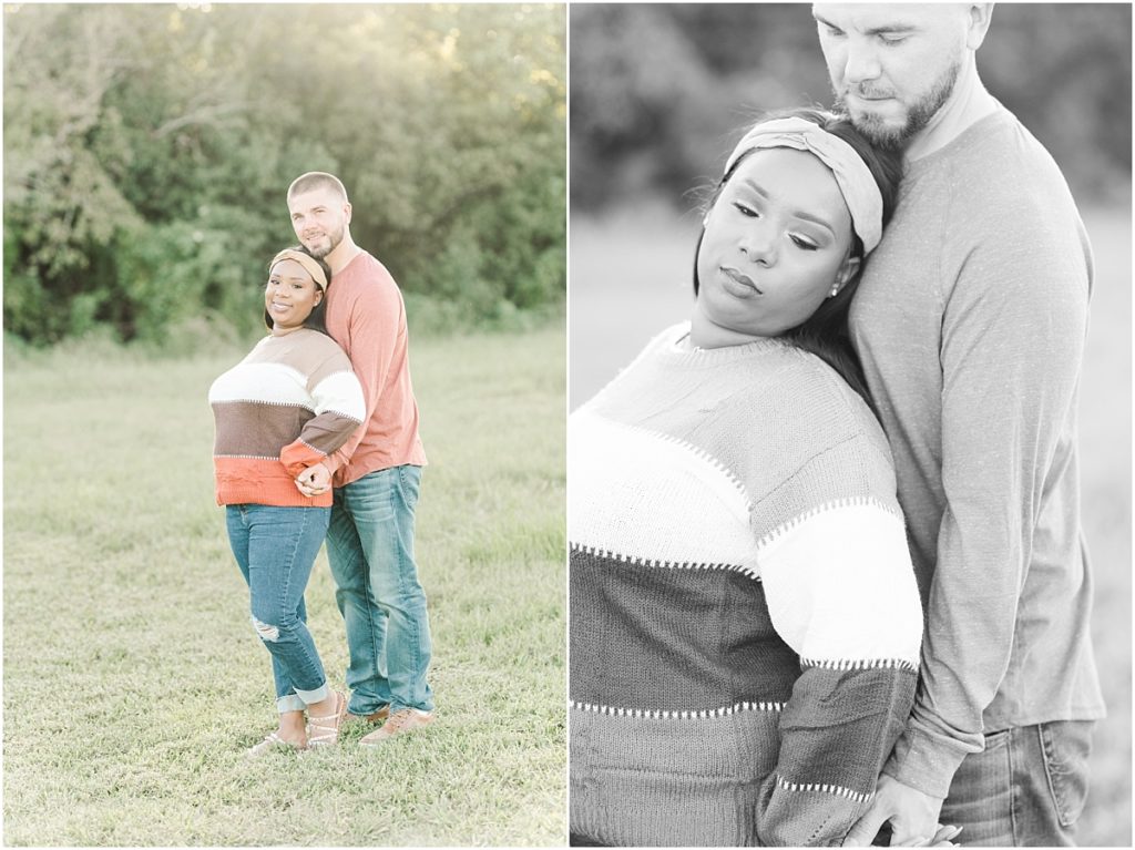 Fall engagement session in a Louisiana field