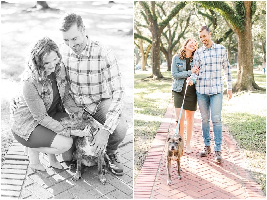 Engagement session with your dog on South Blvd in Houston
