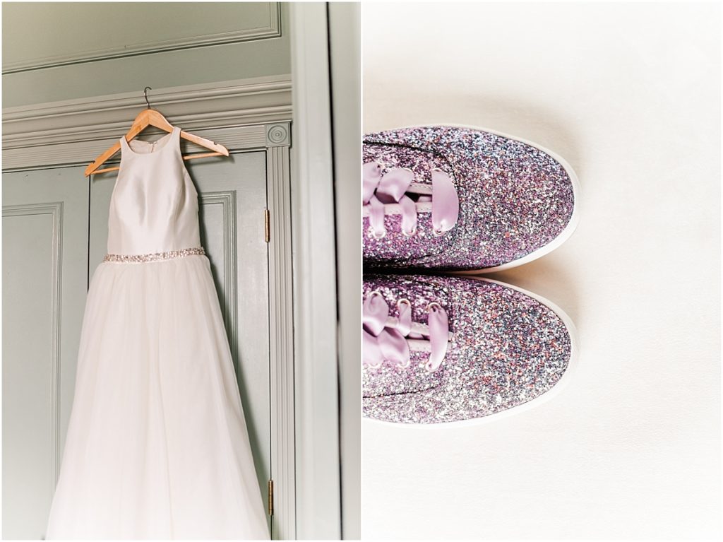 Purple sparkly Keds for wedding day