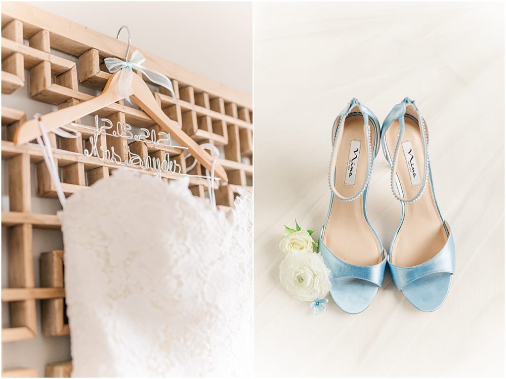Blue satin wedding shoes for a wedding in Houston Texas