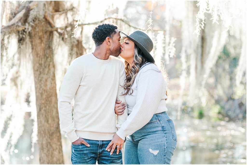Engagement session with Spanish moss