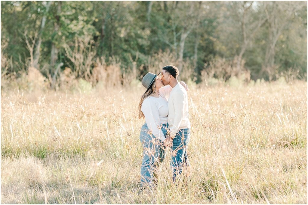 Winter field engagement session in Cypress